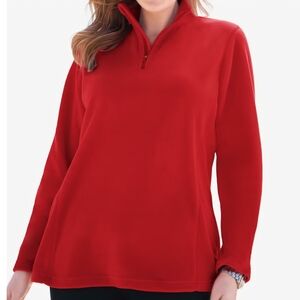 Woman Within Classic Red Quarter-Zip Sweatshirt Fleece 3xl